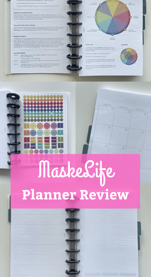 Maskelife planner review goal setting quarterly undated inserts day to a page daily weekly monthly calendar rainbow color printing disc binding