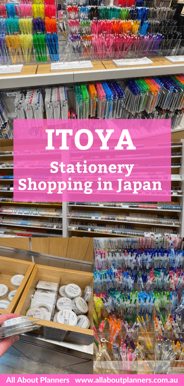 itoya stationery shopping japan planner supplies pens highlighters checklist washi tape stamps filofax frixion all about planners
