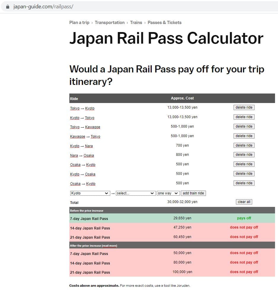 japan guide rail pass calculator cost comparison is the JR pass worth it for a 10 day japan holiday-min