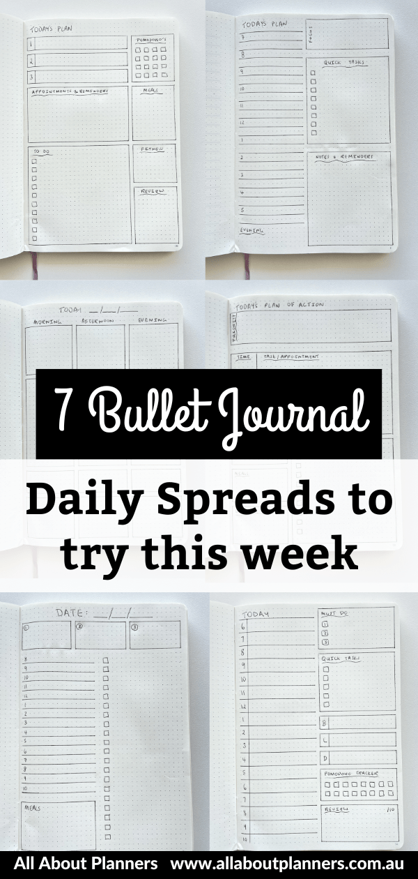 bullet journal daily spreads to try this week simple quick easy minimalist newbie bujo all about planners