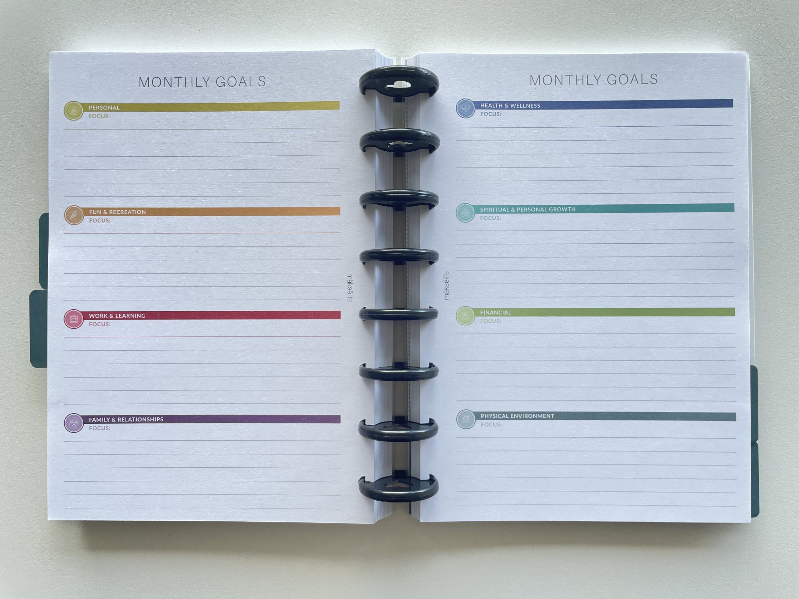 maskelife planner review monthly goals compass categories rainbow monthly calendar weekly daily pen test