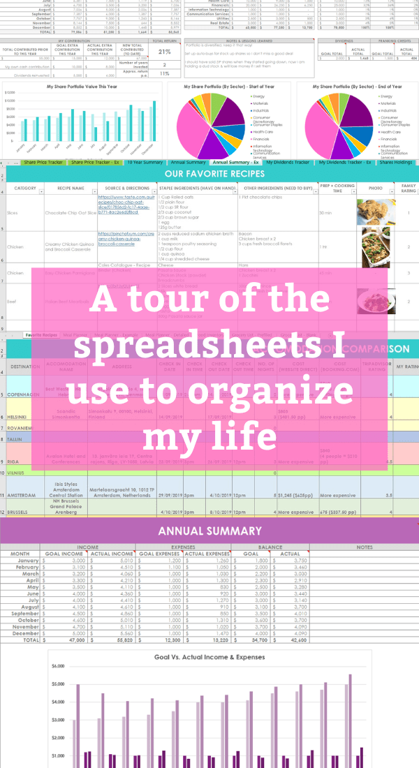 A tour of the spreadsheets I use to organize my life