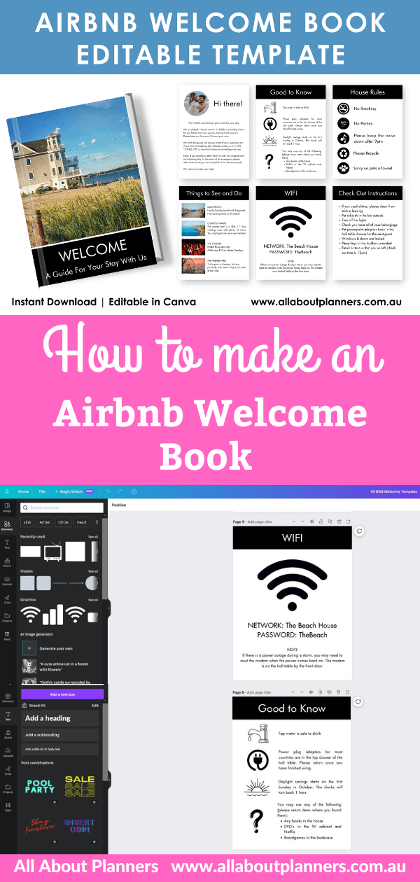 airbnb welcome guide book how to make a welcome book for your aibnb vbro short stay apartment canva template tips instructions what to include graphic design tutorial