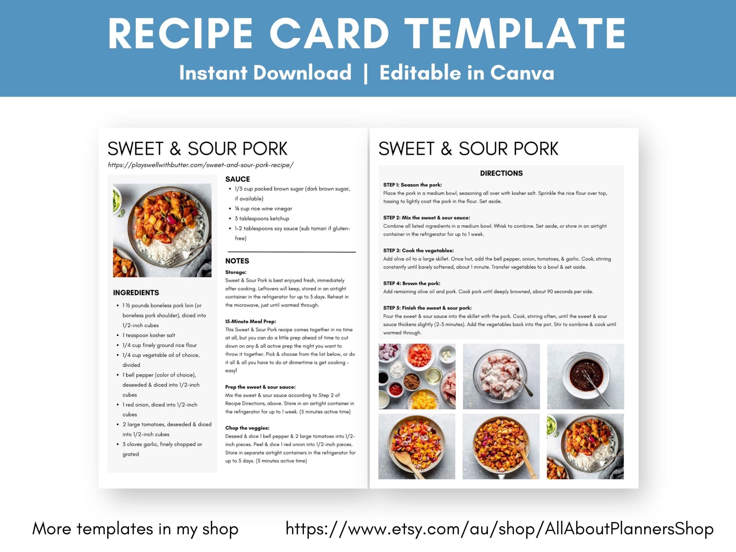 diy recipe book tutorial canva template fully editable customisable cover section divider tips kitchen conversions about page-min
