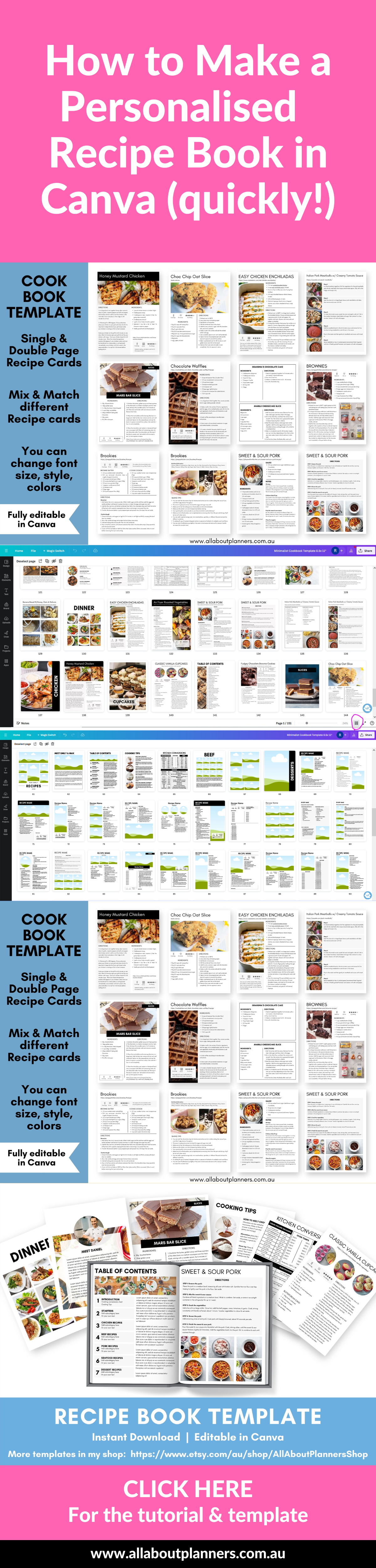 how to make a personalised recipe book in canva quickly template recipe card cooking tips kitchen conversions simple minimalist