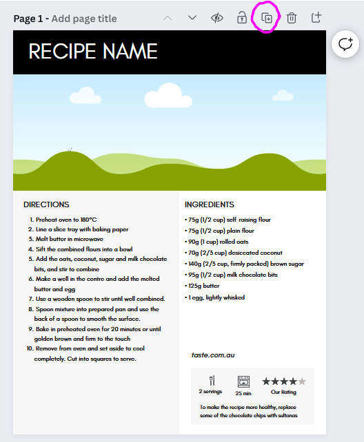 how to make duplicate copies of a recipe card in canva - diy tutorial for making a cookbook-min