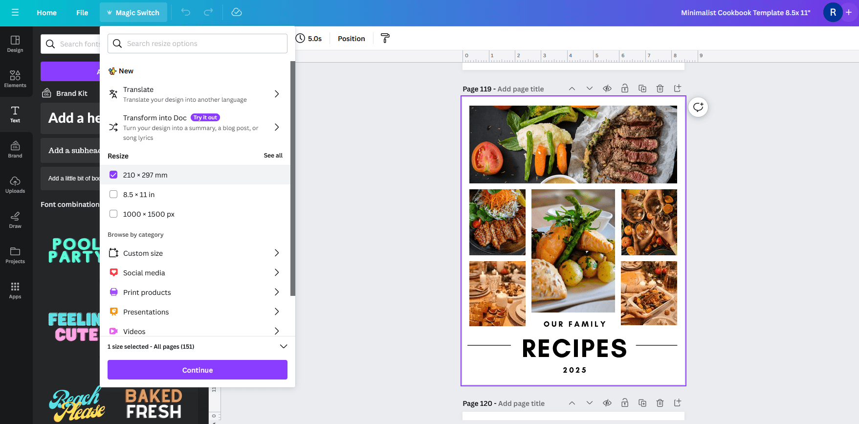 how to resize in canva magic resize tool canva tutorial diy cookbook recipe card template all about planners-min(1)