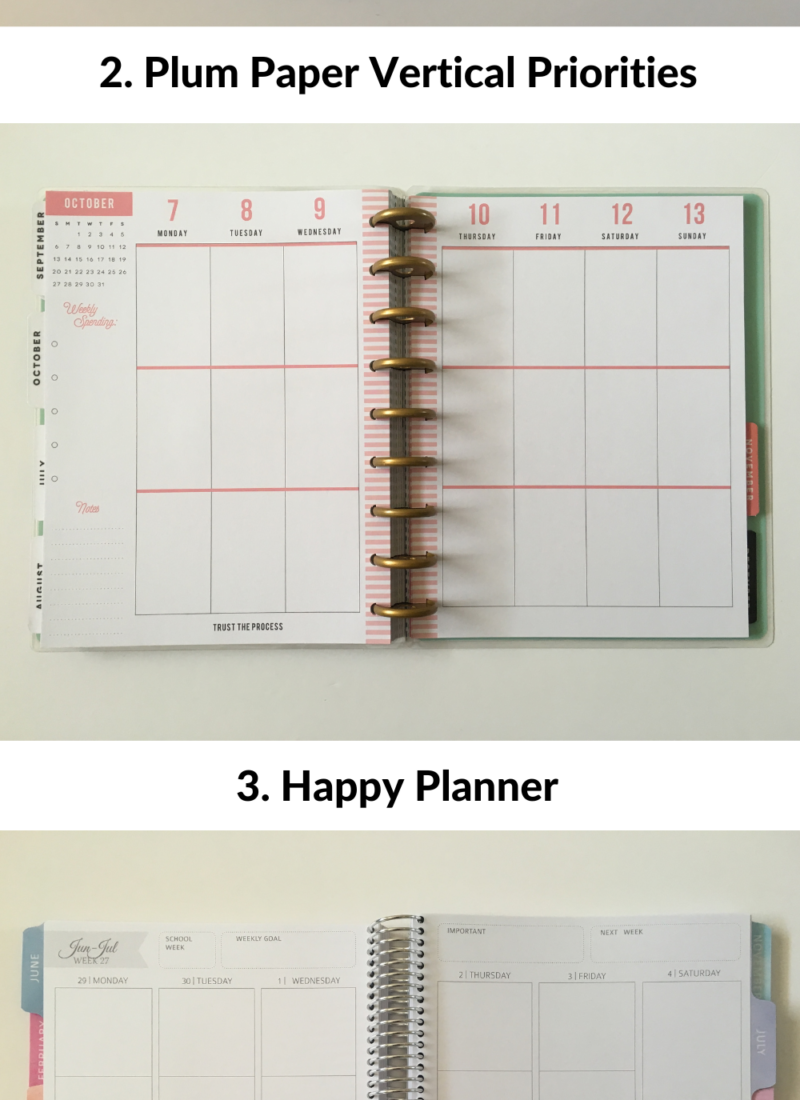 best vertical weekly planners roundup comparison recommedation goal planning student family priority lists agendio plum paper limelife