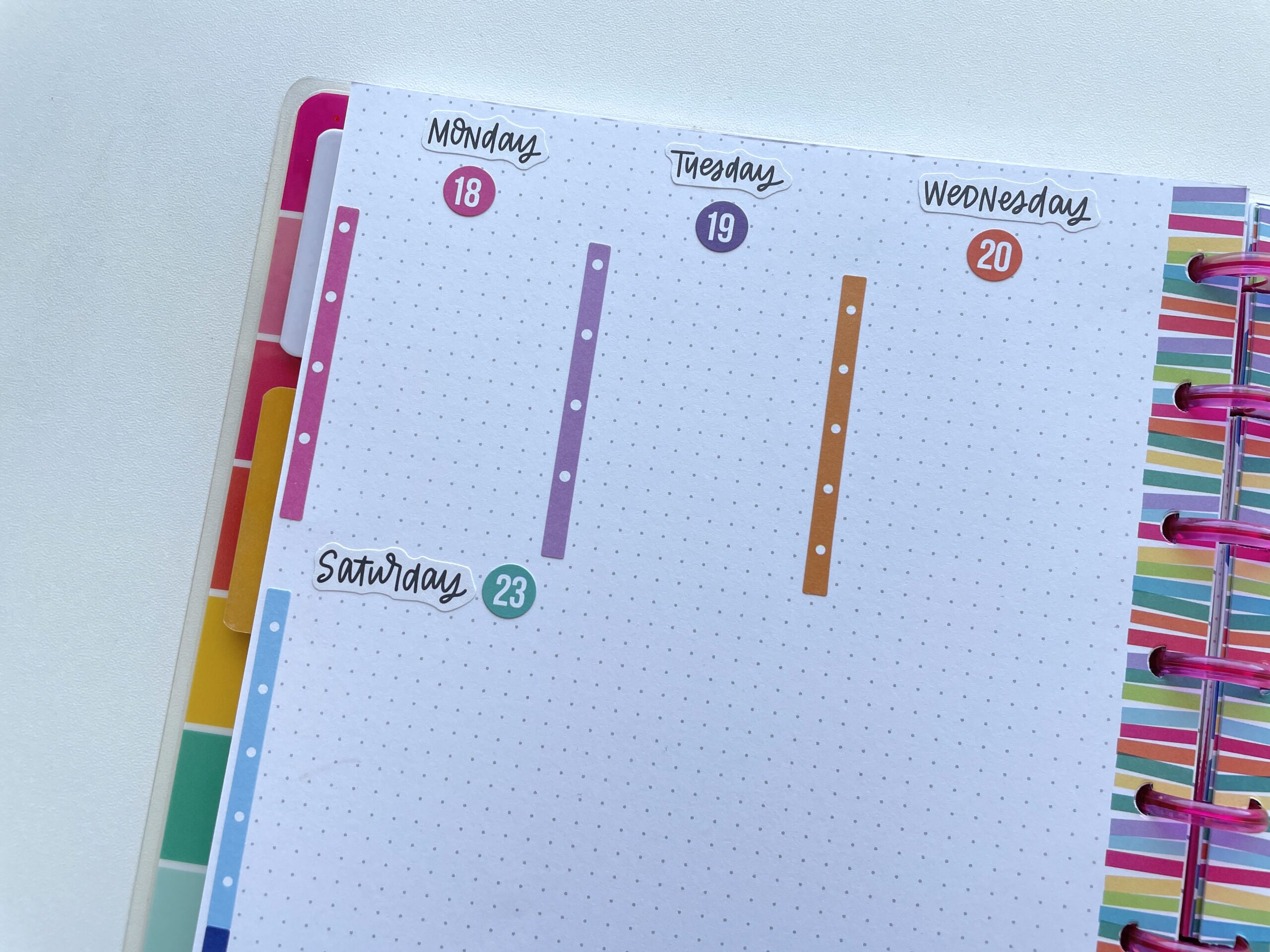 happy planner vertical checklist stickers diy planner spread using functional planner stickers rainbow happy notes bullet journaling layout