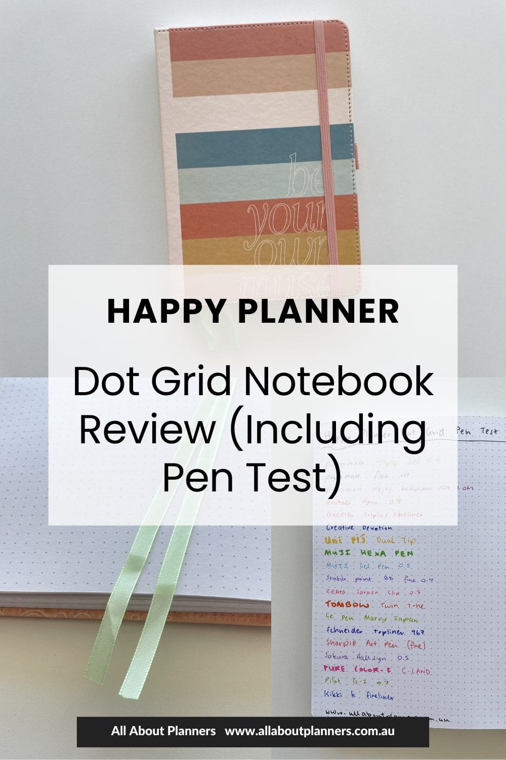 happy planner 5mm dot grid notebook review video and pen test ghosting bleed through paper quality 160gsm
