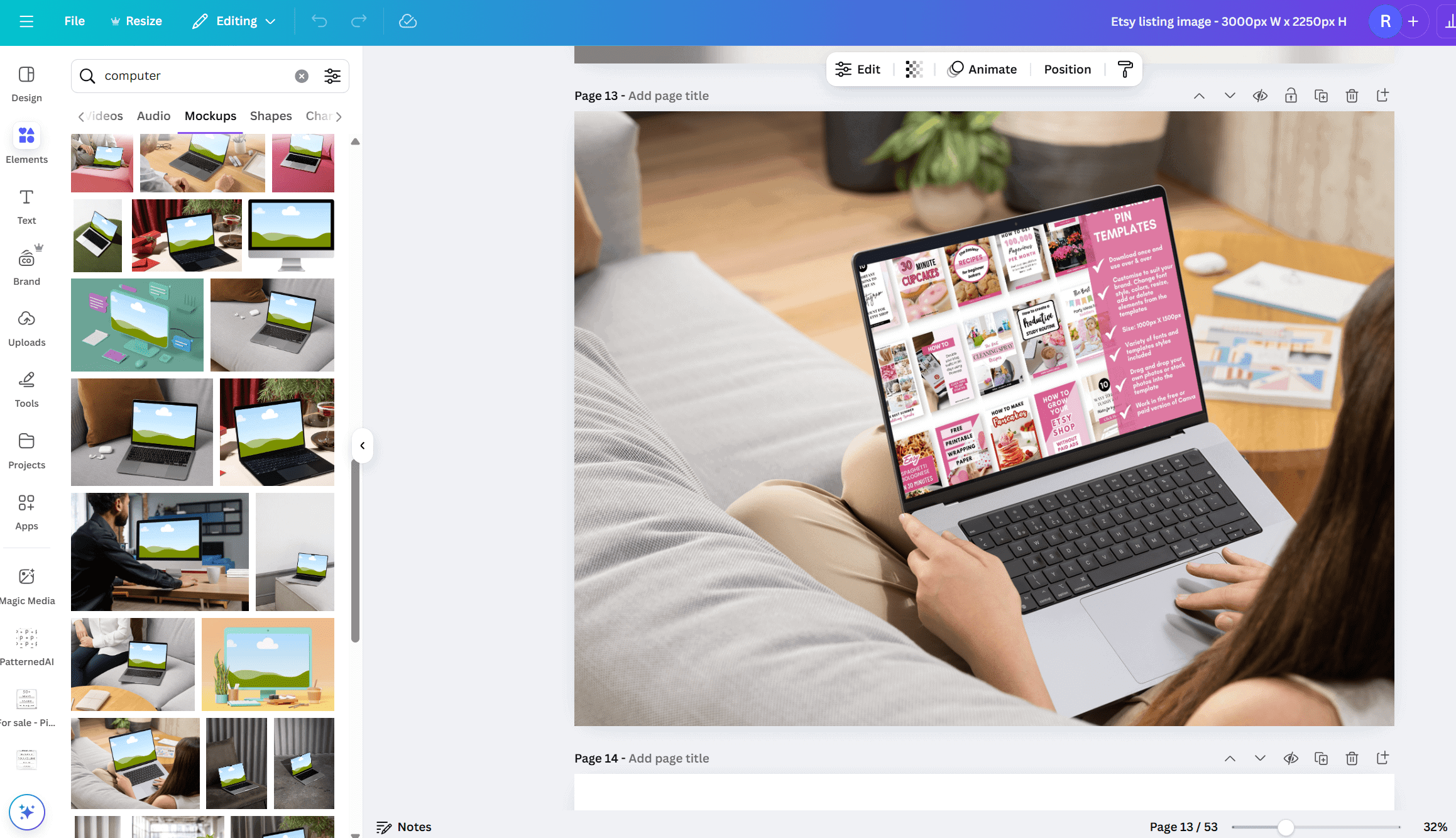 how to use canva mockups to make product images for Etsy online business shopify bigcommerce digital products print on demand-min