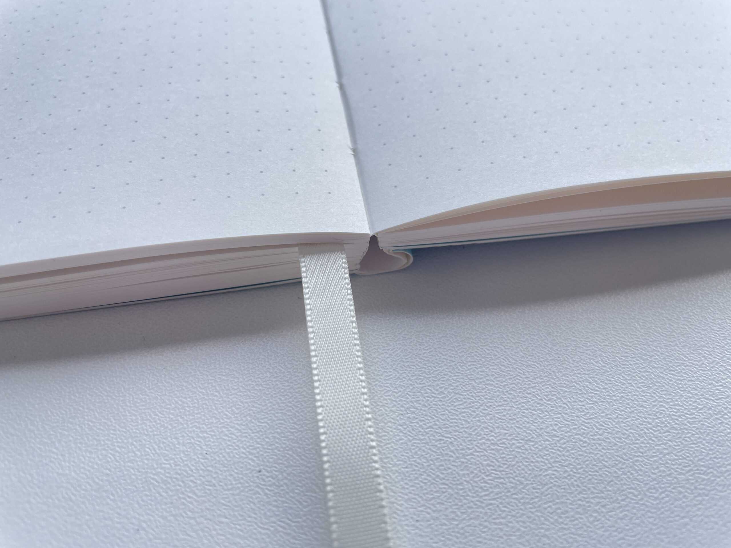 lay flat dot grid notebook journal paper source ivory paper smooth pen testing ghosting bleed through