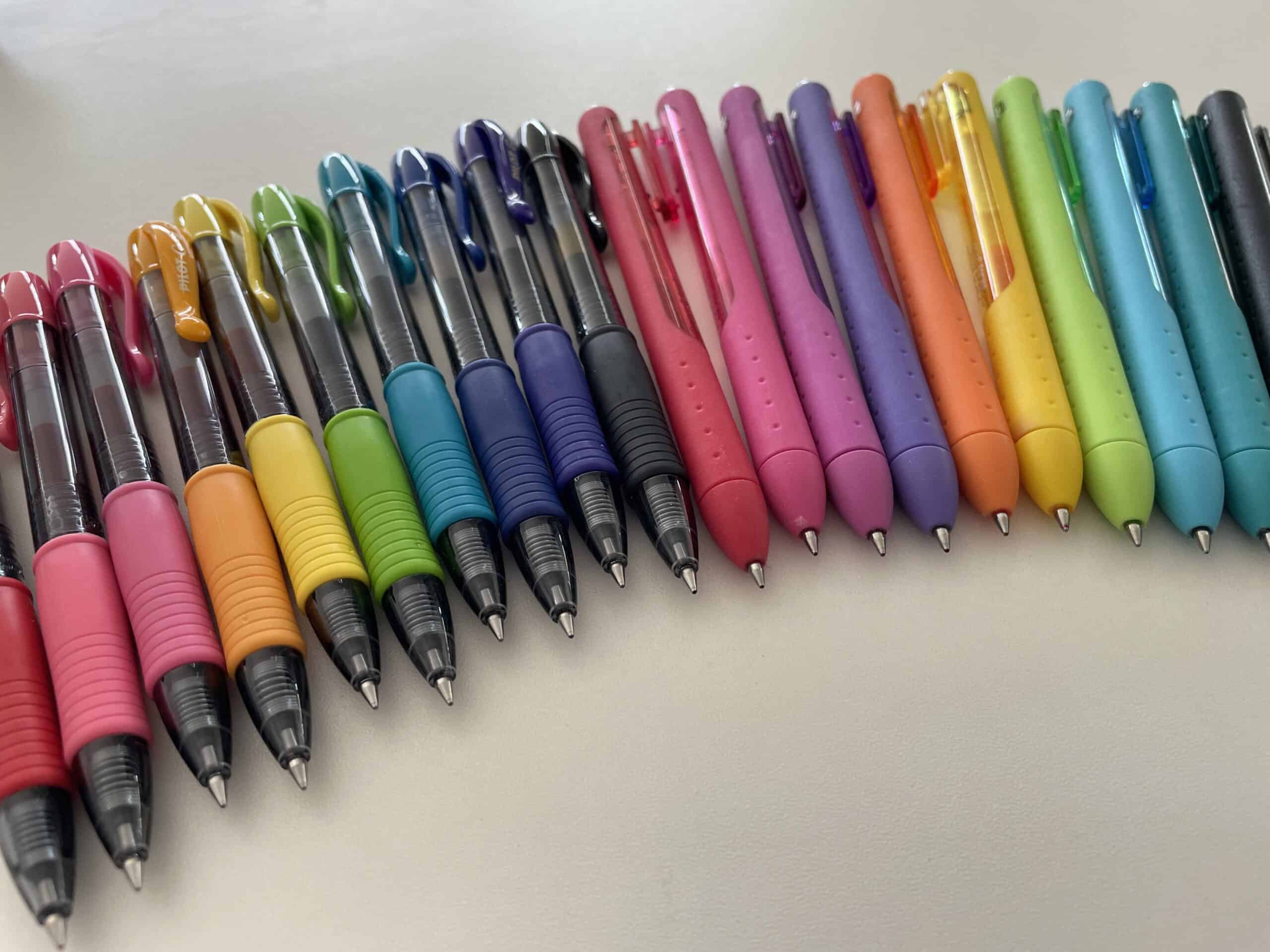 pilot g2 gel pen versus paper mate inkjoy gel 0.7 point 7 best rainbow pens for color coding write smooth ghosting bleed through test bujo