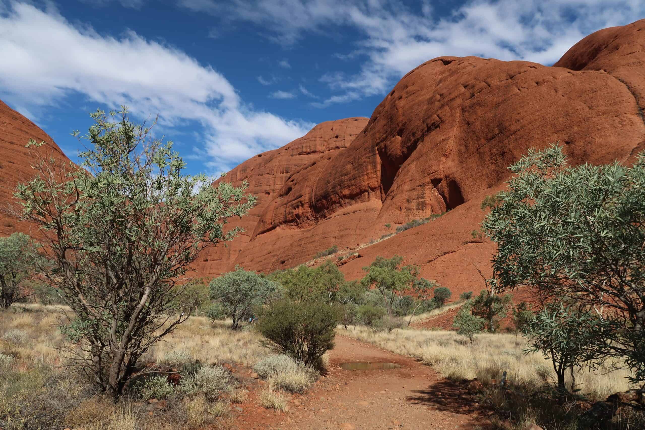 Valley of the Winds walk at Kata Tjuta with rugged rock formations and desert scenery best walking routes red centre Australia itinerary scenery