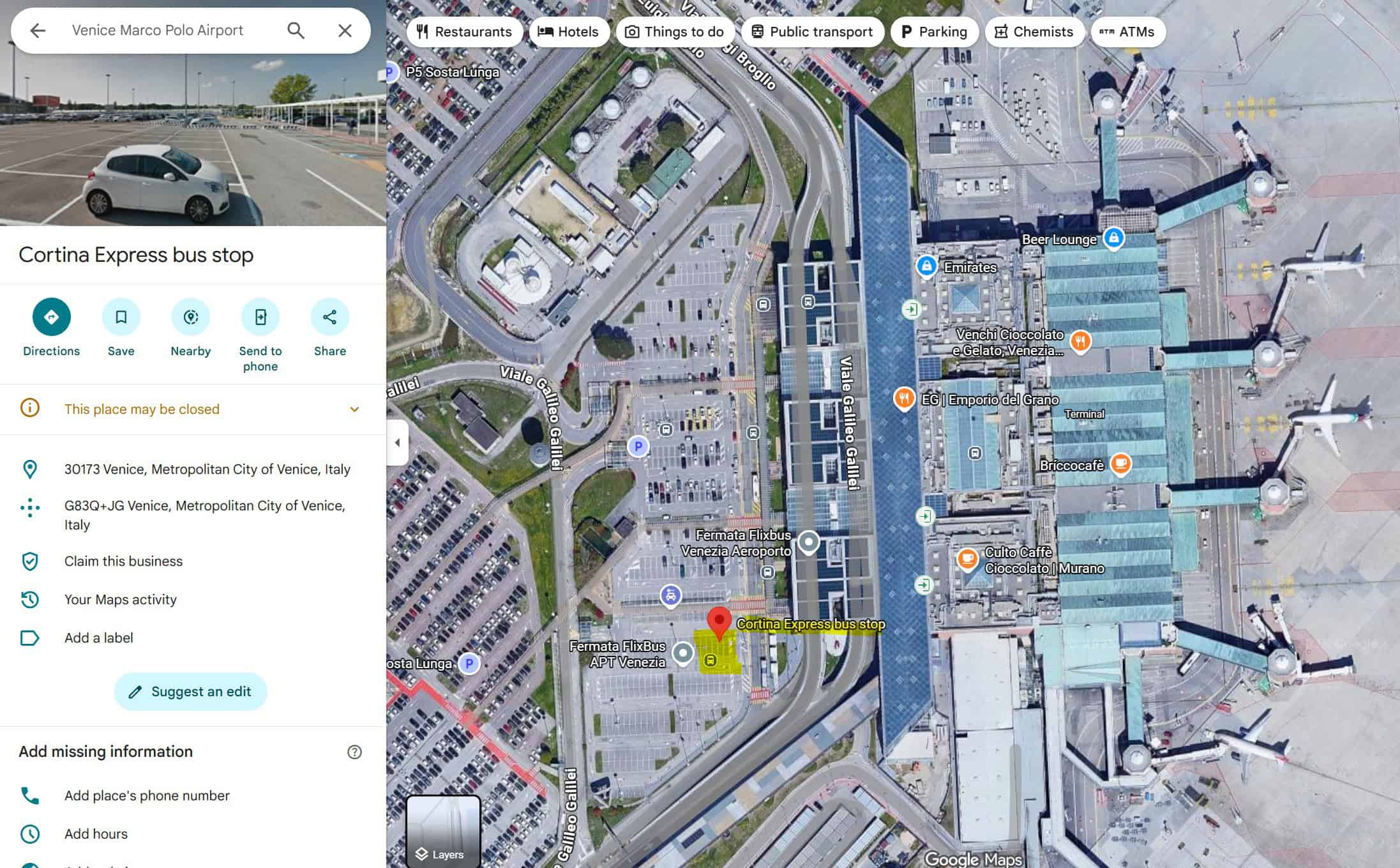 how to get the bus to the dolomites from venice airport where is the pickup location cost time flixbus cortina express atvo