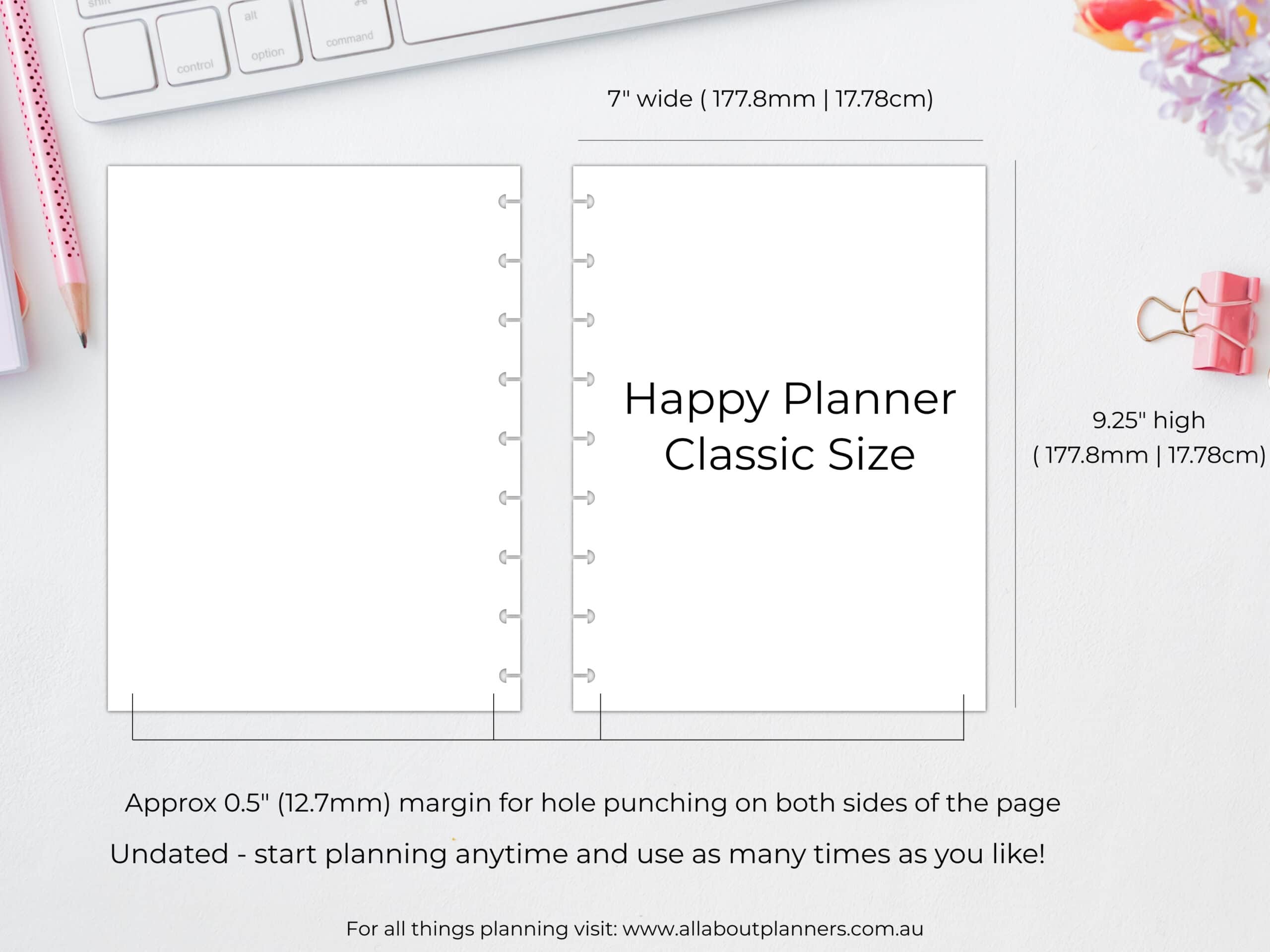 happy planner classic printable with 0.5 inch margin all about planners