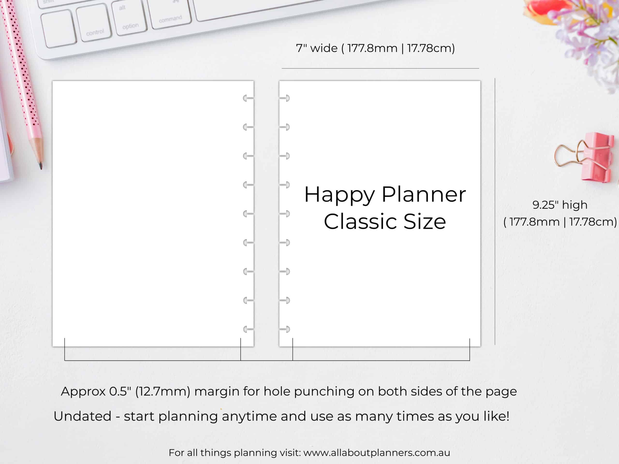 happy planner classic printable with 0.5 inch margin all about planners