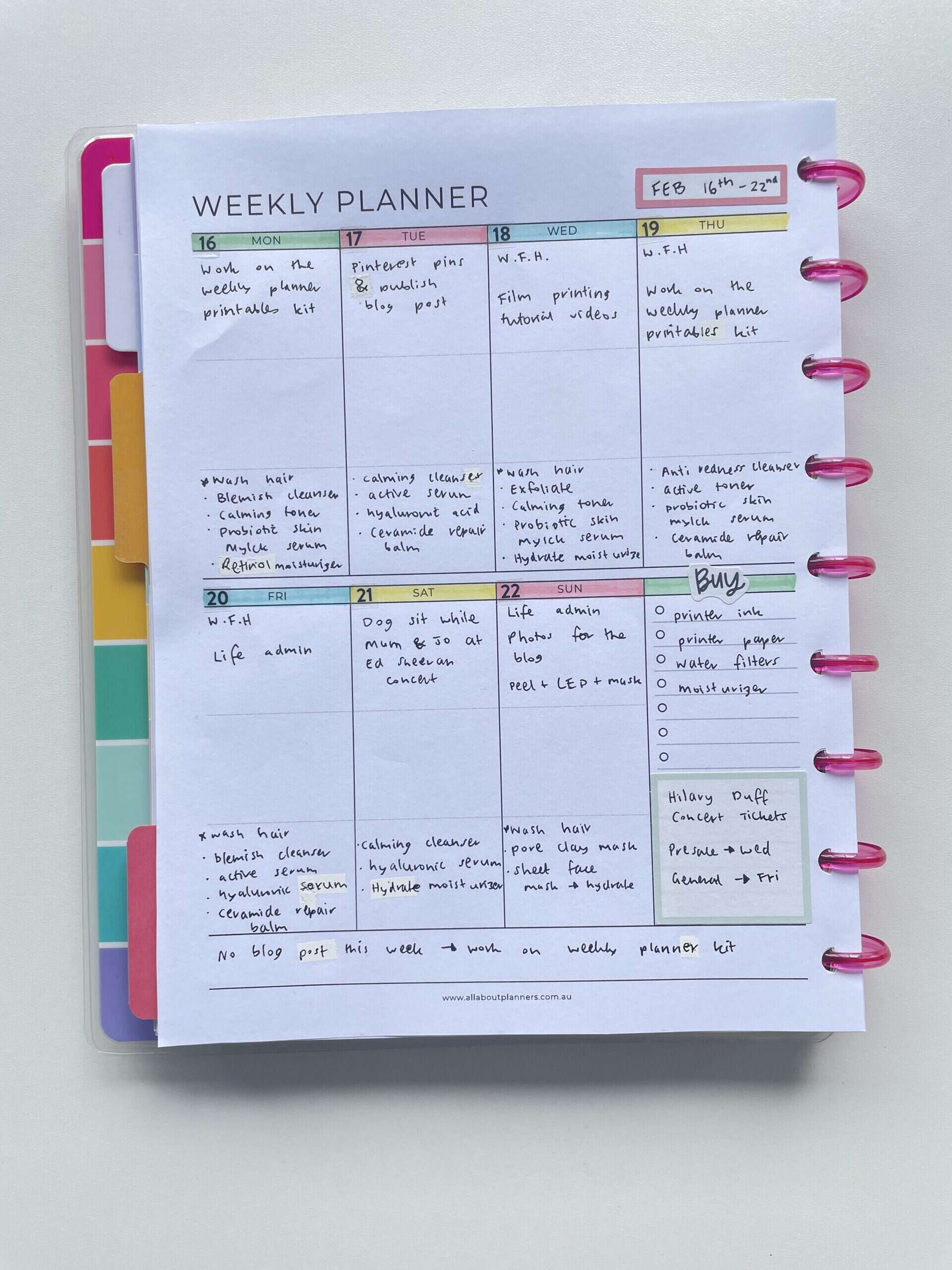 happy planner printable simple minimalist weekly spread pastel color parenting layout monday week start vertical 3 section diy