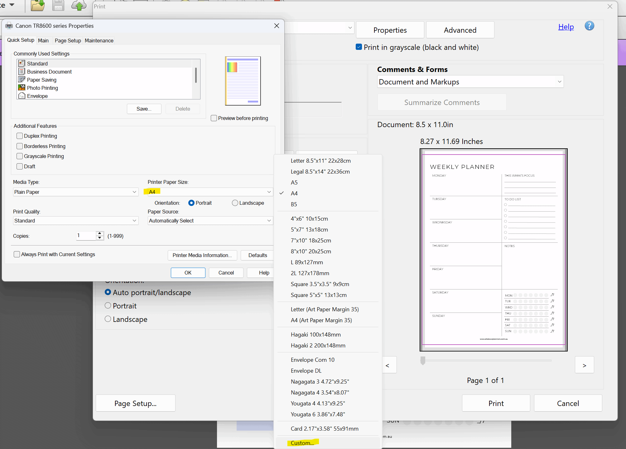 how to print printables at custom page size easy fast simple using home printer