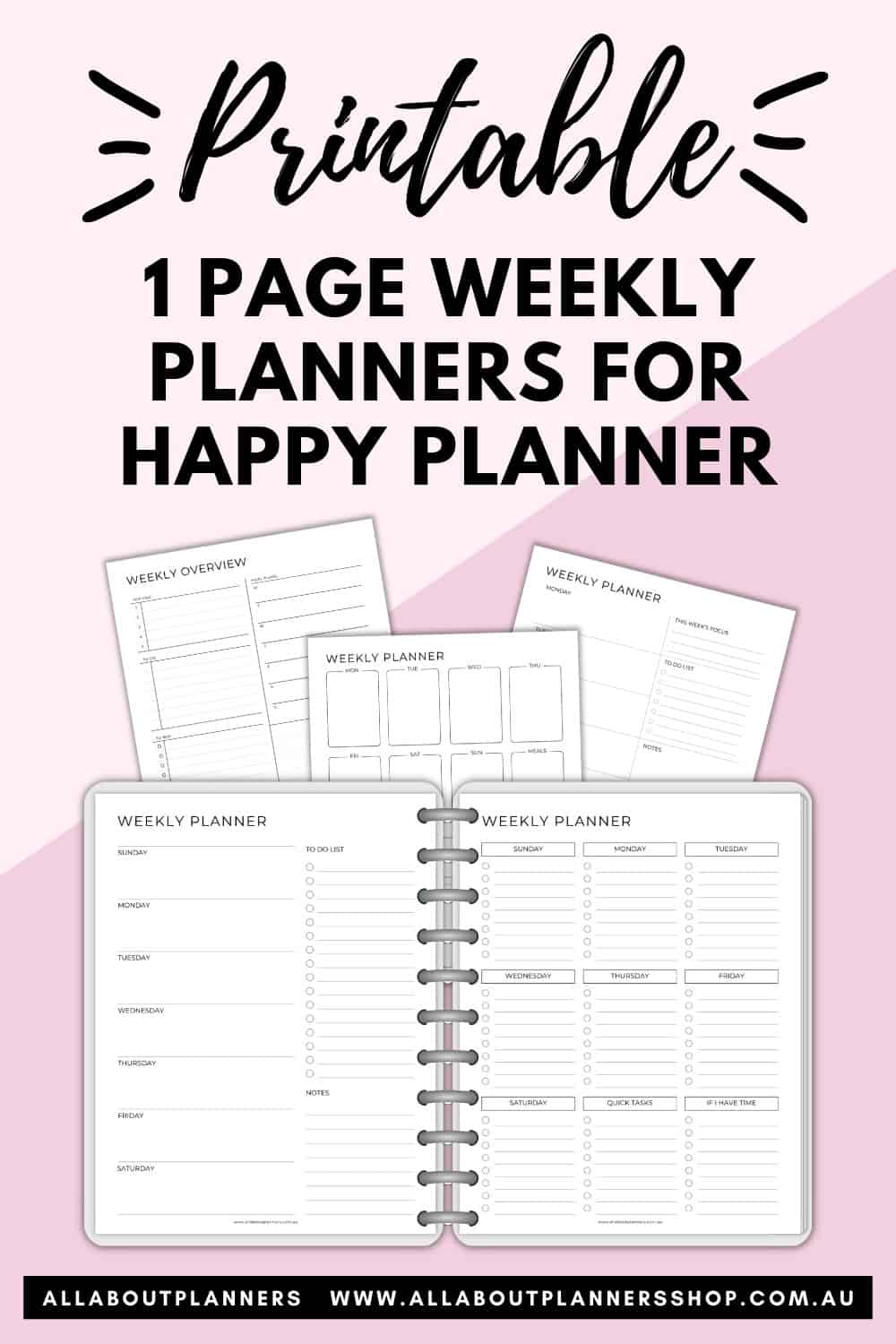 planner printable for happy planner classic size week on 1 page template pdf undated inserts refills diy at home create a custom weekly planner fillable