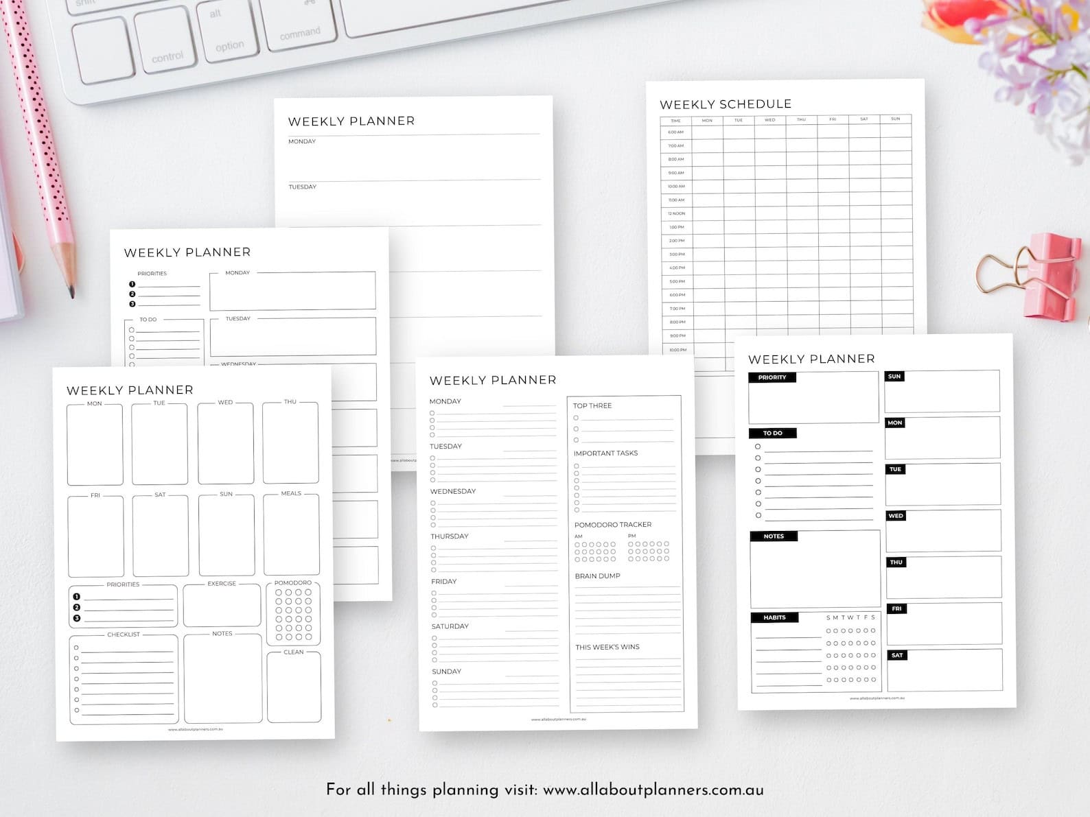 printable 1 page weekly planner clean simple layout minimalist ink friendly all about planners how to make printables