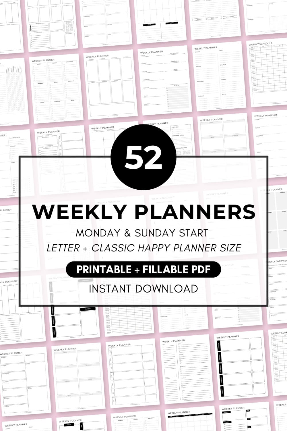 printable weekly planners wo1p fillable pdf monday sunday start disc insert refills create custom 2 page spread personalised