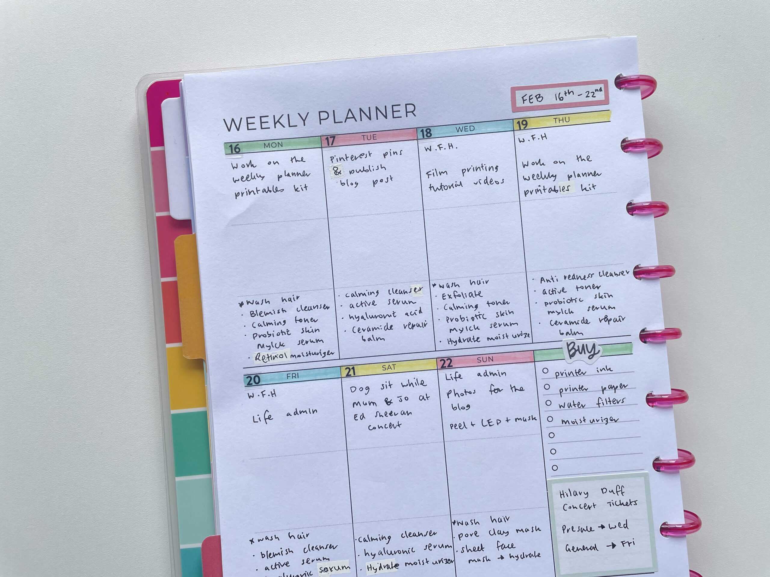 week on 1 page layout ideas happy planner parenting layout dupe pastel color scheme simple minimalist weekly spread
