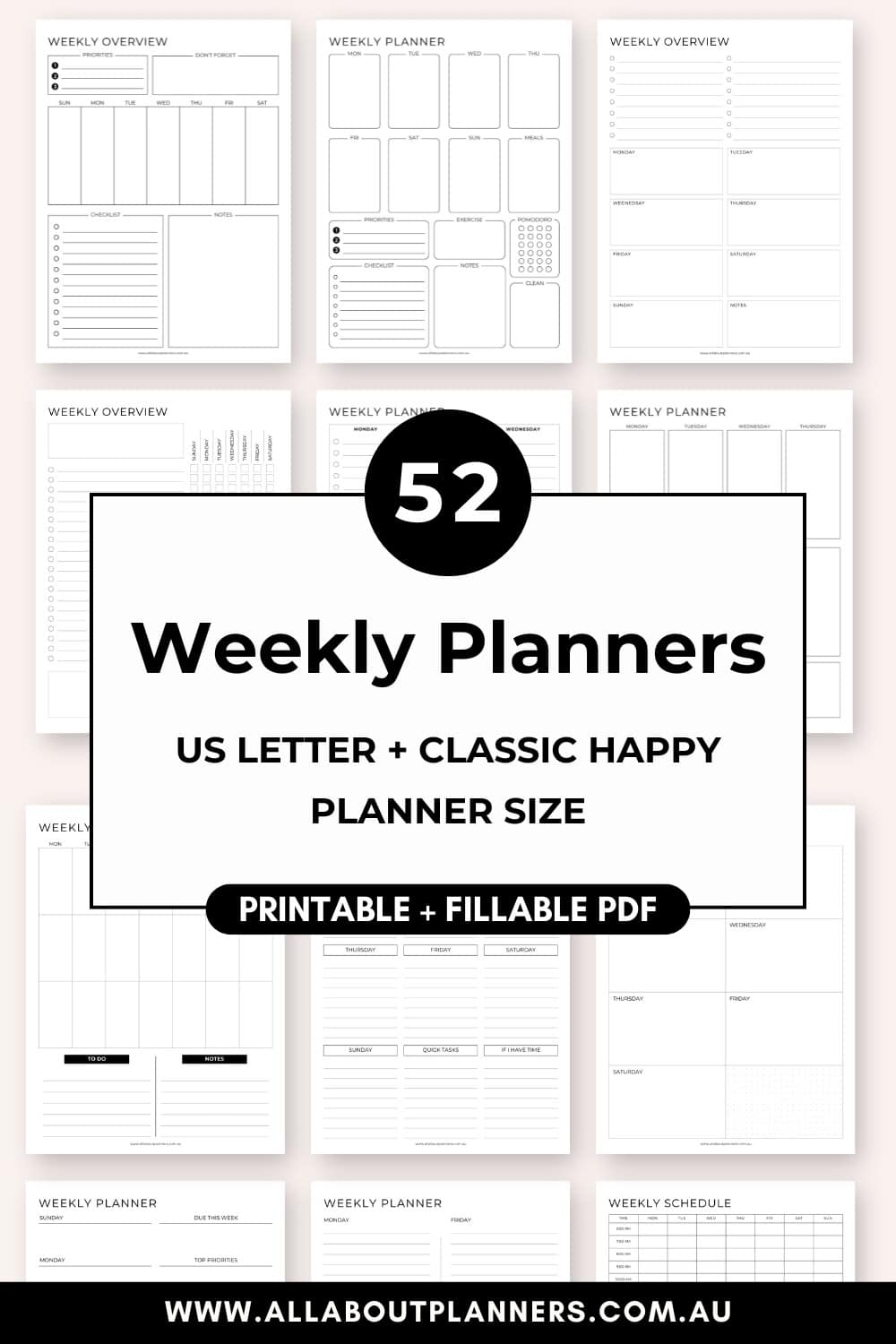 weekly planner printable fillable pdf happy planner classic big minimalist simple layouts create custom 2 page weekly spread