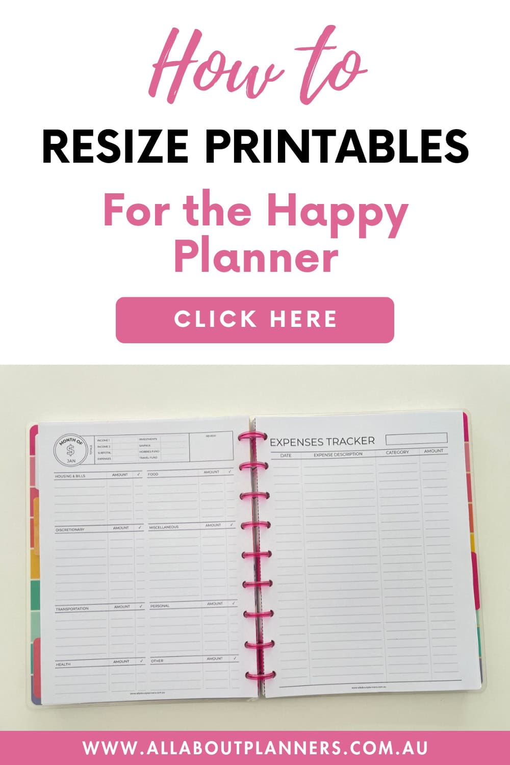 how to resize printables for the happy planner classic page size using printer at home fast easy quick diy inserts for discbound planners and notebooks