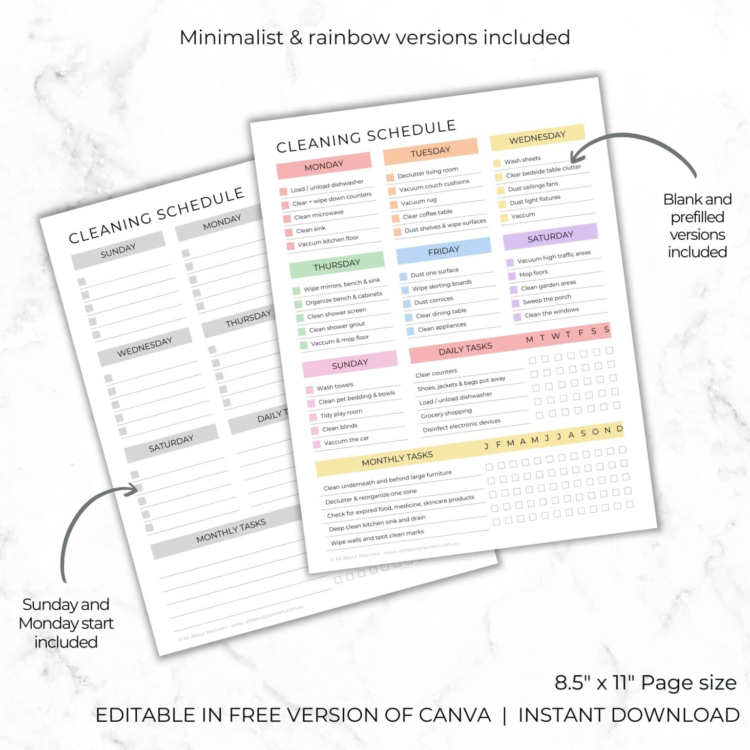 canva cleaning checklist template editable fillable color coded ...