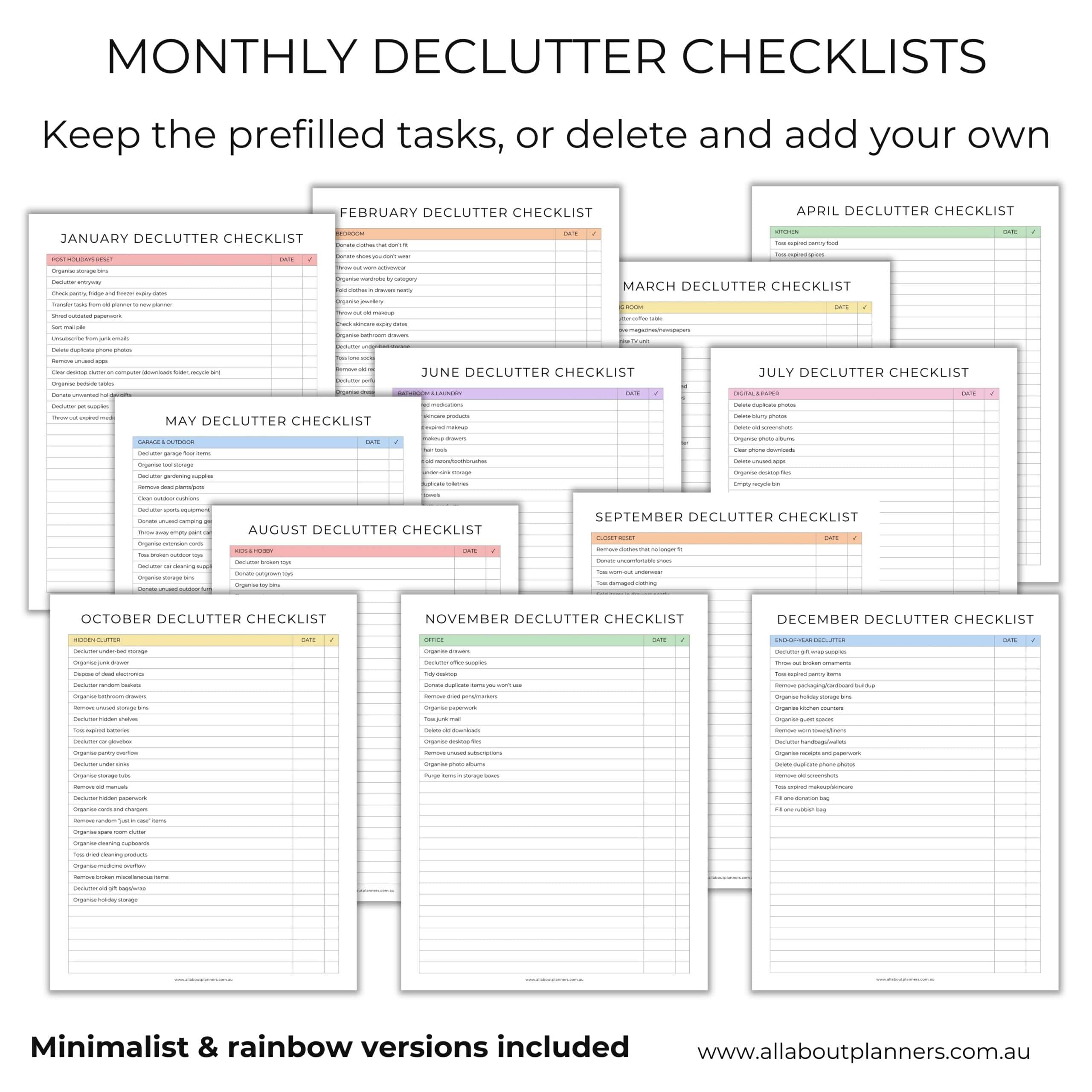declutter checklist cleaning zones ultimate guide to a clean home adhd checklists prefilled cleaning tasks organizer chore chart new home canva