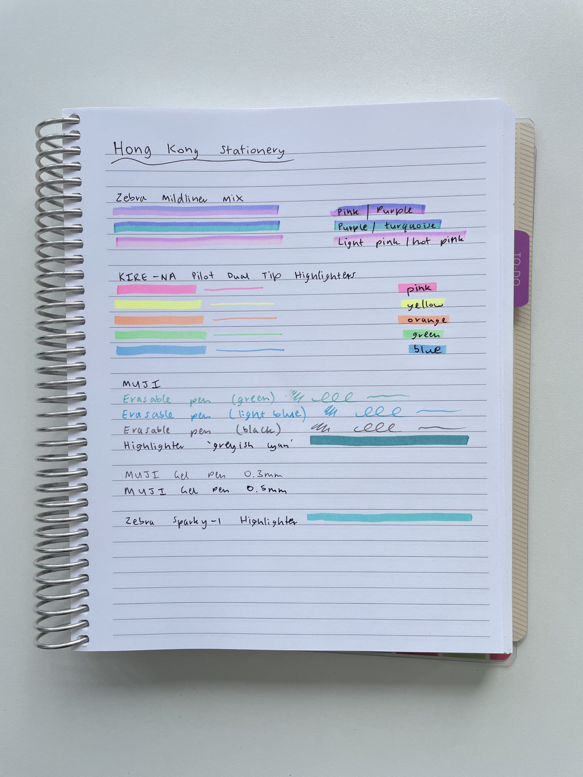 zebra mildliner mix swatches stationery from hong kong muji erasable pilot KIRE-NA dual tip highlighters