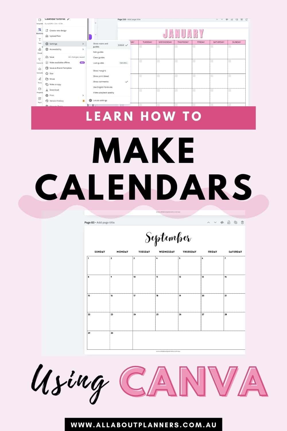 monthly calendar template canva free video tutorial step by step instructions minimalist ink friendly sunday monday start free planner printables