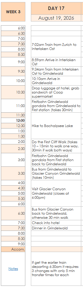daily travel itinerary google sheets template europe multi city country 4 week itinerary first timers pre made done itineraries highlights plan a vacation fast