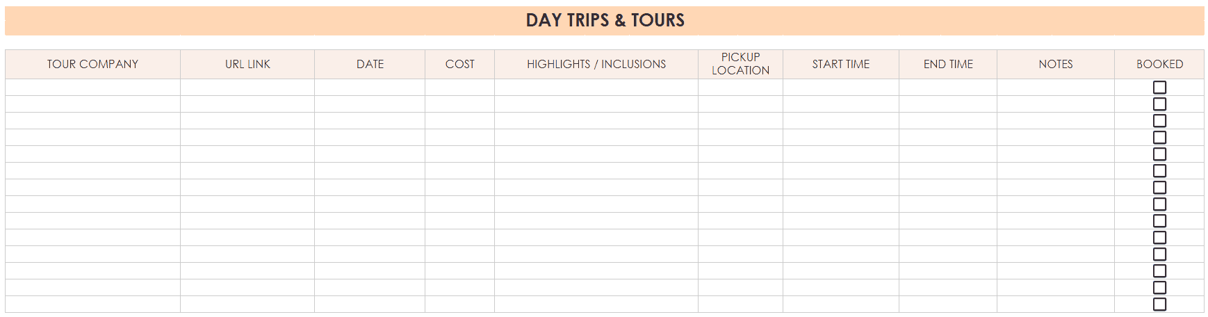 travel planner spreadsheet google sheets group travel planner day by day itinerary week tours cost comparison restaurants outfits places to visit