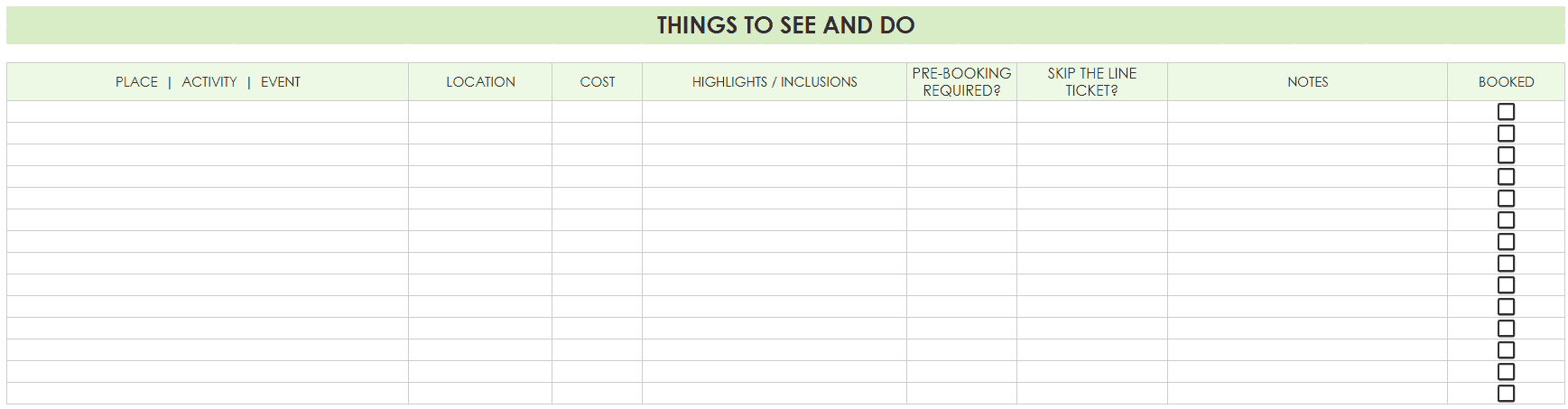 travel research spreadsheet organizer google sheets template itinerary budget spending log group trip planner hotel flight routes transport activities