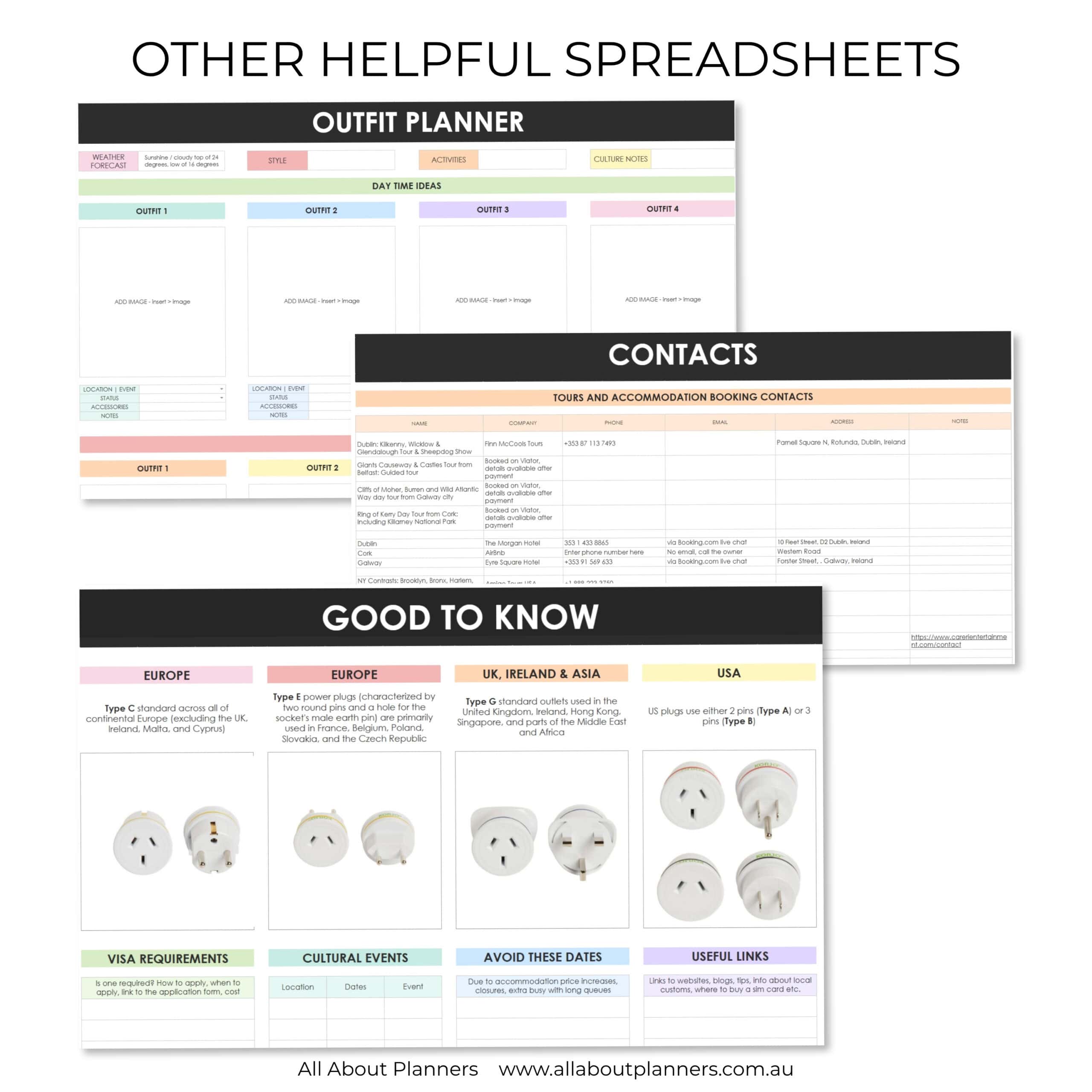 vacation planner google sheets template outfit planner keep track of bookings simple easy to use research flights hotel stays packing list to do list prefilled spending tracker