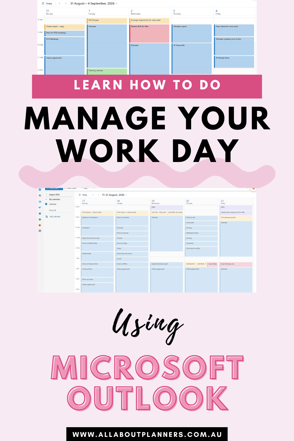 how to time block your work week in Outlook, Microsoft Outlook productivity tips, weekly planning and time management strategies